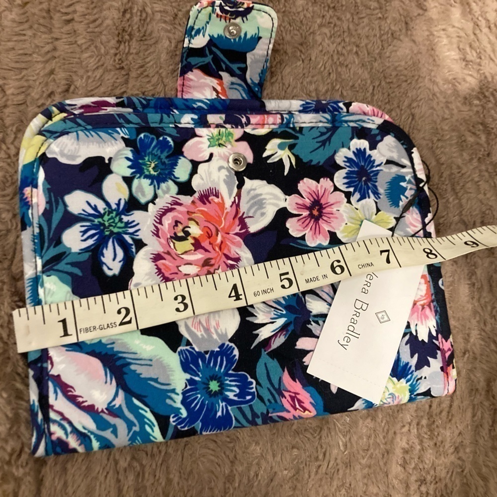 Vera Bradley Blue And Pink Floral ZipIn Brush Case Signature Cotton Garden Grove - Picture 10 of 13